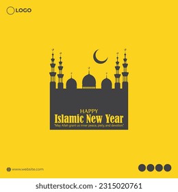 Vector illustration of Happy Islamic New Year social media story feed mockup template