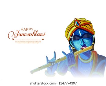 Vector illustration of Happy Janmashtami background