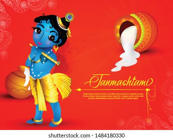 Vector illustration of Happy Janmashtami background