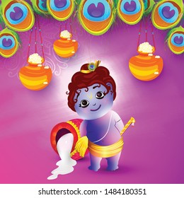 Vector illustration of Happy Janmashtami background