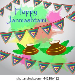 vector illustration of Happy Janmashtami background 