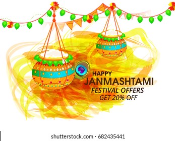 Vector illustration of Happy Janmashtami background