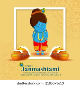vector illustration for happy Janmashtami, Indian festival, lord Krishna birthday