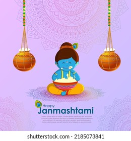 vector illustration for happy Janmashtami  Indian festival  lord Krishna birthday
