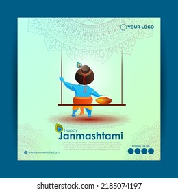 vector illustration for happy Janmashtami, Indian festival, lord Krishna birthday