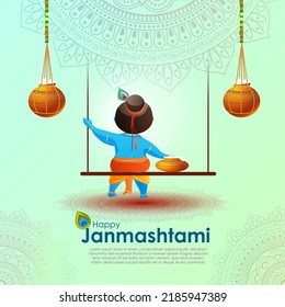 vector illustration for happy Janmashtami, Indian festival, lord Krishna birthday