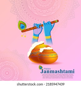 vector illustration for happy Janmashtami, Indian festival, lord Krishna birthday