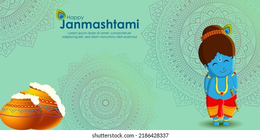 vector illustration for happy Janmashtami, Indian festival, lord Krishna birthday