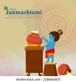 vector illustration for happy Janmashtami, Indian festival, lord Krishna birthday