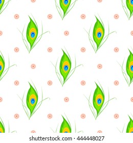 Vector illustration of Happy Janmashtami seamless pattern. Janmashtami traditional religious festival krishna hindu. Worship mythology religion janmashtami mythological, bhagavan handi deity graphic.