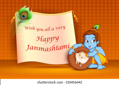 vector illustration of Happy Janmashtami wallpaper background