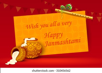 vector illustration of Happy Janmashtami wallpaper background