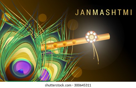  Vector Illustration Happy Janmasthami background.