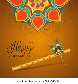  Vector Illustration Happy Janmasthami Background.