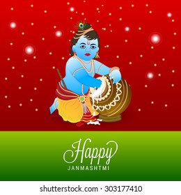 Vector Illustration Happy Janmasthami background.