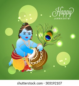 Vector Illustration Of A Happy Janmasthami Background.