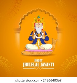 Vector illustration of Happy Jhulelal Jayanti social media feed template