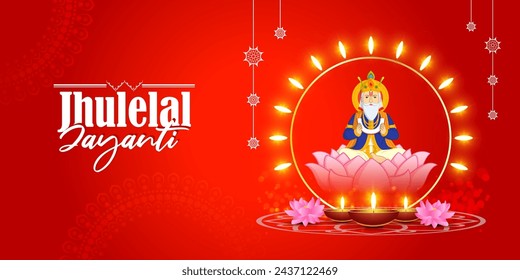 Vector illustration of Happy Jhulelal Jayanti social media feed template