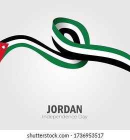 Vector illustration of Happy Jordan Independence Day 25 May. Waving flags isolated on white background.