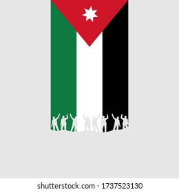 Vector illustration of Happy Jordan Independence Day 25 May. Waving flags isolated on white background.