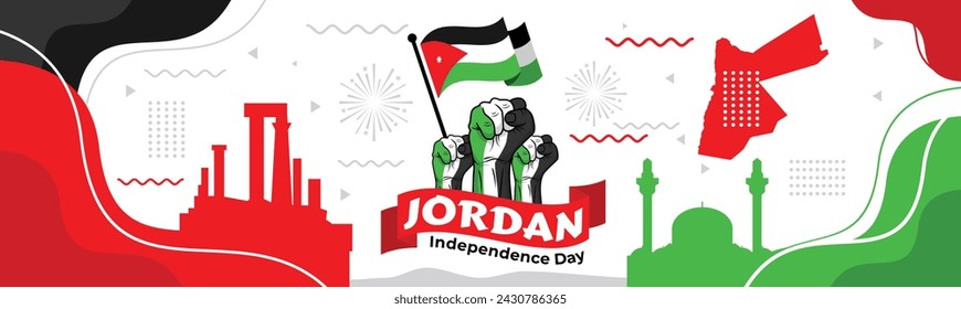 Vector illustration of Happy Jordan Independence Day 25 May. Can used for greeting card, banner, poster, flyer, card


