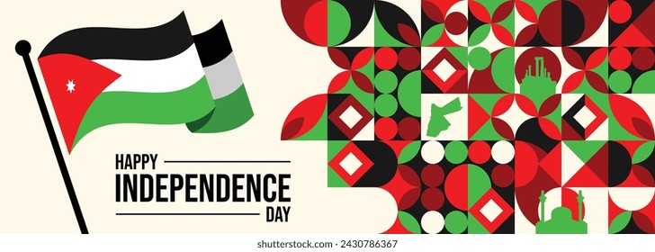 Vector illustration of Happy Jordan Independence Day 25 May. Can used for greeting card, banner, poster, flyer, card


