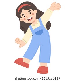 Vector illustration of happy and jumping girl