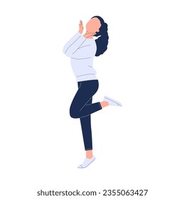 vector illustration of happy jumping people