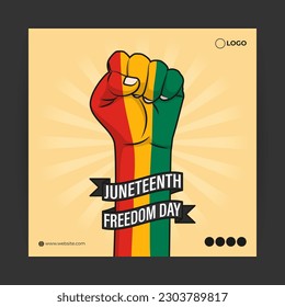 Vector illustration of Happy Juneteenth 19 June social media story feed mockup template