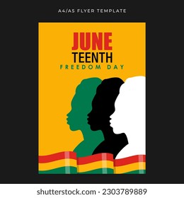 Vector illustration of Happy Juneteenth 19 June social media story feed mockup a4 template