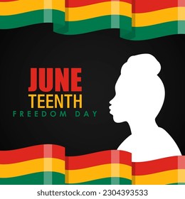 Vector illustration of Happy Juneteenth 19 June social media story feed mockup template