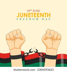 Vector illustration of Happy Juneteenth 19 June social media story feed mockup template