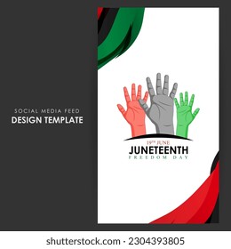 Vector illustration of Happy Juneteenth 19 June social media story feed mockup template