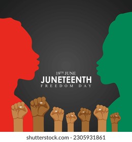 Vector illustration of Happy Juneteenth 19 June social media story feed mockup template