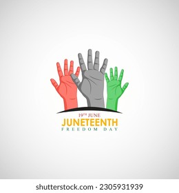 Vector illustration of Happy Juneteenth 19 June social media story feed mockup template