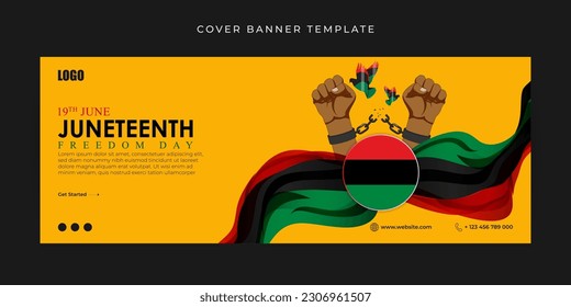 Vector illustration of Happy Juneteenth 19 June Fb cover banner mockup Template