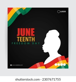 Vector illustration of Happy Juneteenth 19 June social media story feed mockup template