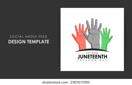 Vector illustration of Happy Juneteenth 19 June social media story feed mockup template