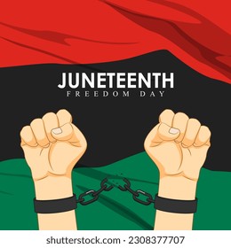 Vector illustration of Happy Juneteenth 19 June social media story feed mockup template