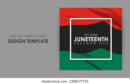 Vector illustration of Happy Juneteenth 19 June social media story feed mockup template