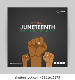 Vector illustration of Happy Juneteenth 19 June social media story feed mockup template