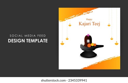 Vector illustration of Happy Kajari Teej social media feed template