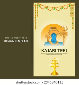 Vector illustration of Happy Kajari Teej social media feed template