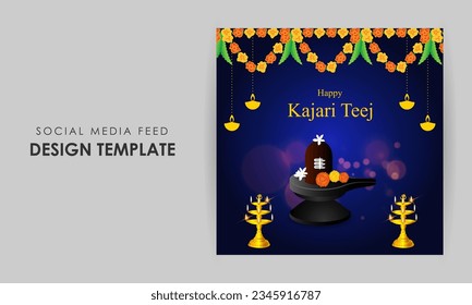 Vector illustration of Happy Kajari Teej social media feed template