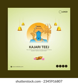 Vector illustration of Happy Kajari Teej social media feed template