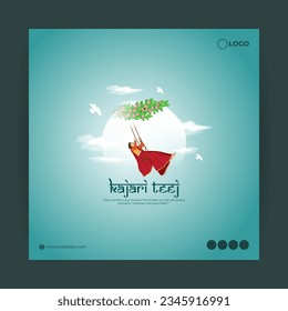 Vector illustration of Happy Kajari Teej social media feed template