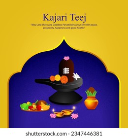 Vector illustration of Happy Kajari Teej social media feed template