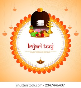 Vector illustration of Happy Kajari Teej social media feed template