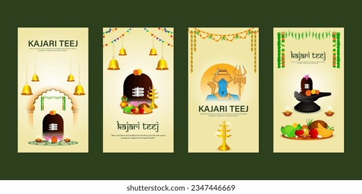 Vector illustration of Happy Kajari Teej social media feed template