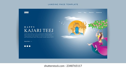 Vector illustration of Happy Kajari Teej Website landing page banner Template